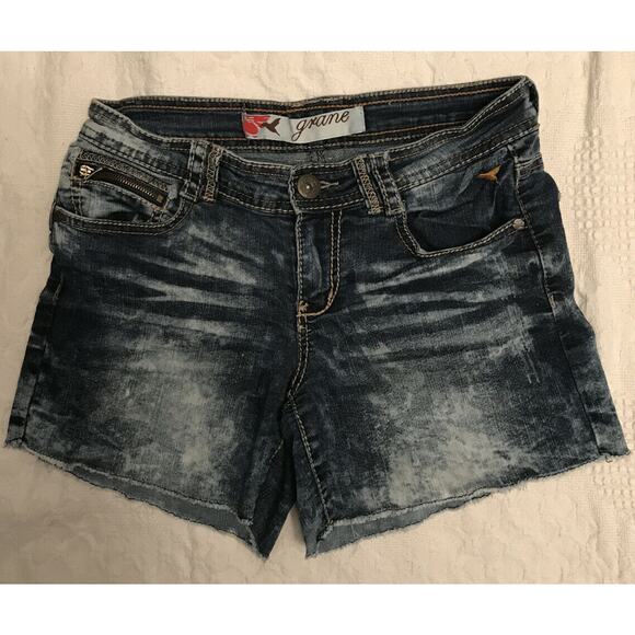 Grane Distressed Bleached Denim Jean Shorts, Size 5 Womens Juniors - Picture 1 of 7